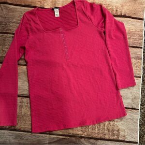 Hemish USA Pink Long Sleeve Smocked Henley Size 2X Plus